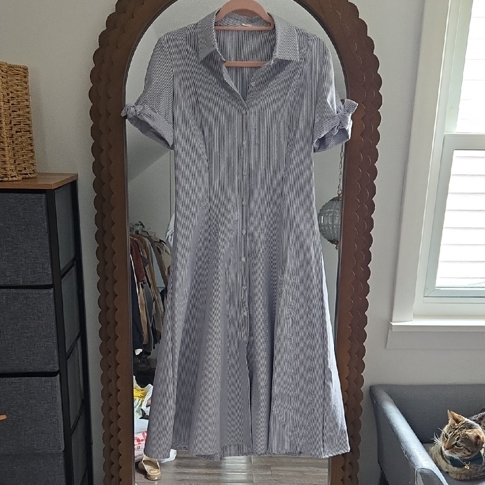 Pin Stripe Button Down Dress